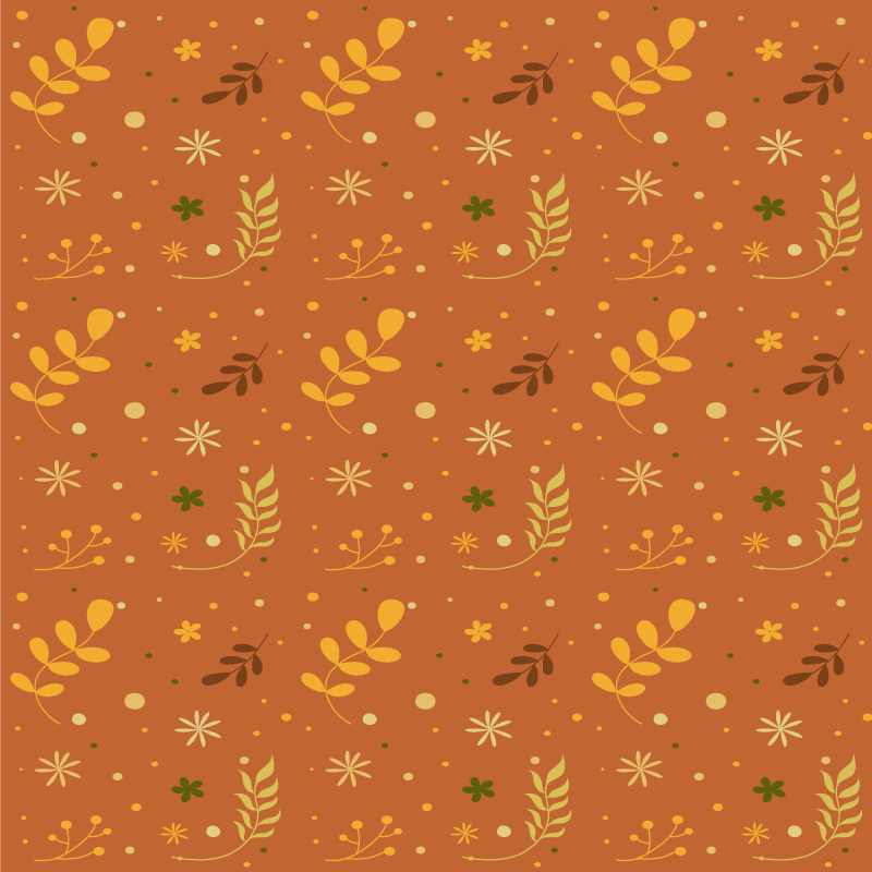 Vinyl tapijt bloemen en planten oranje tinten bladeren - TenStickers