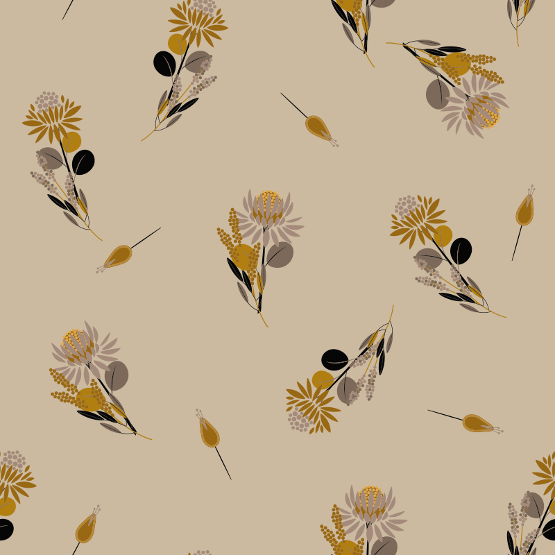 Vinyl tapijt eetkamer met vintage bloemen - TenStickers