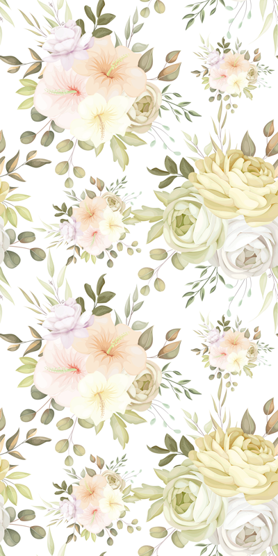 Vinyl tapijt bloemen en planten mooi bloemenpatroon - TenStickers