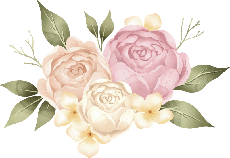Vinyl tapijt bloemen en planten aquarel pioenroos - TenStickers