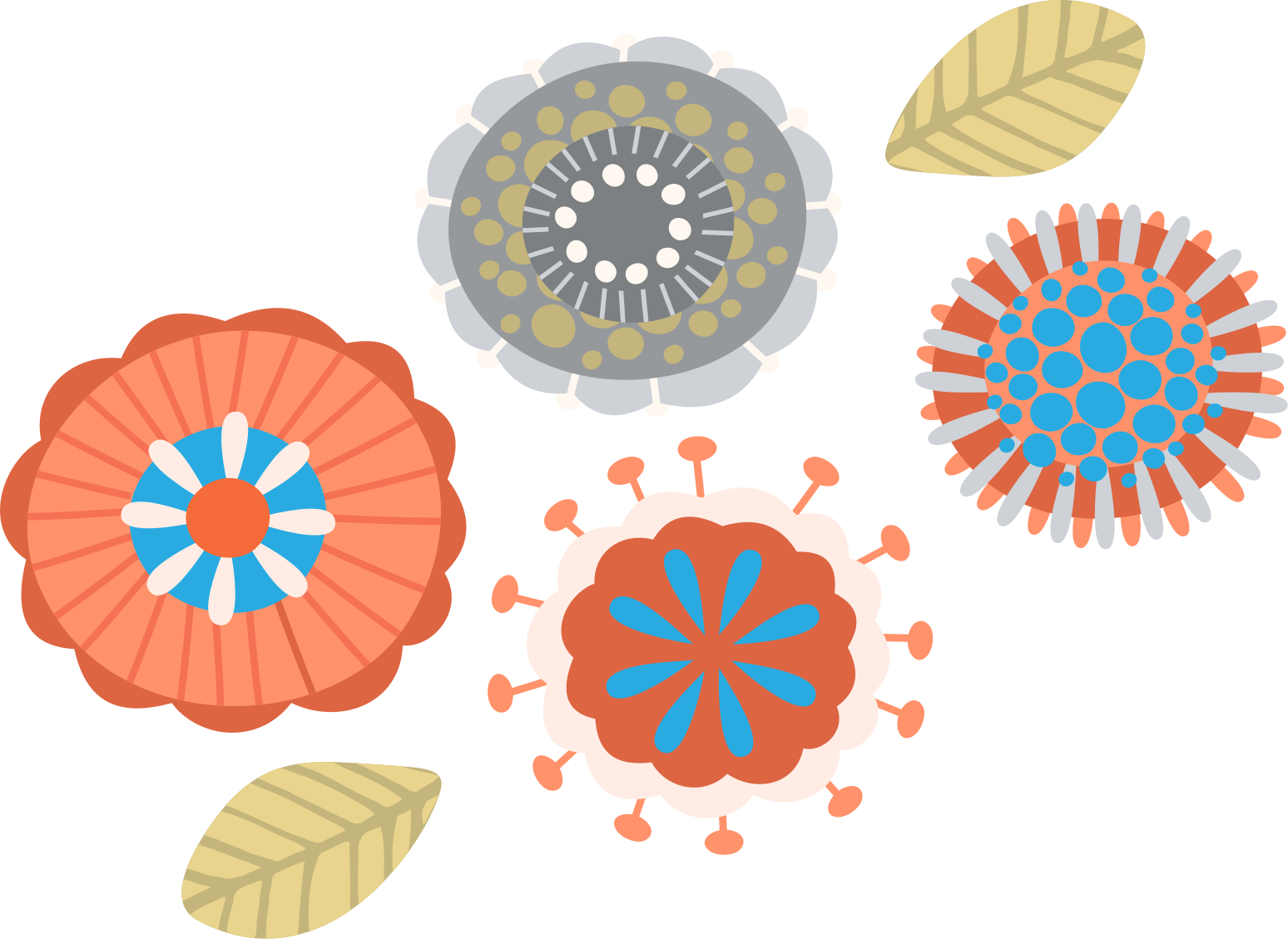 Vinyl tapijt bloemen en planten kleurrijke vormen - TenStickers