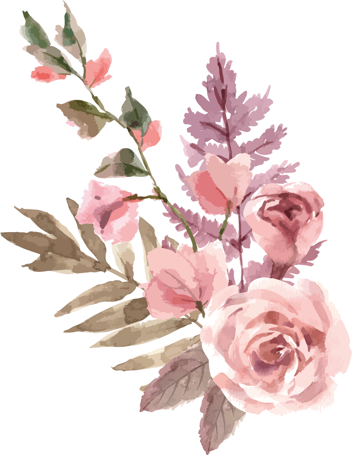 Vinyl tapijt bloemen en planten aquarel compositie - TenStickers