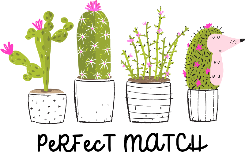Vinyl tapijt bloemen en planten perfecte cactussen - TenStickers