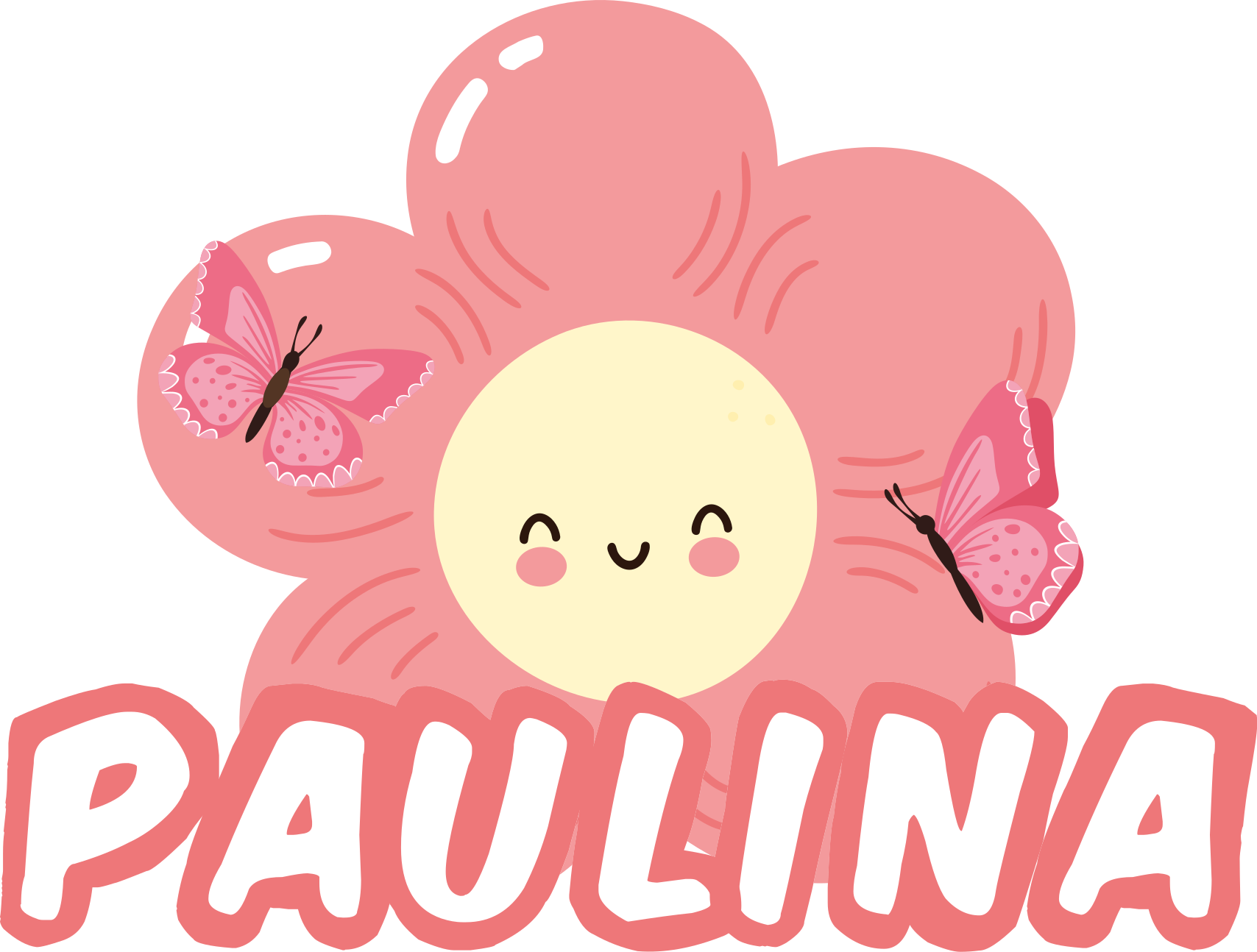 Vinyl tapijt bloemen en planten vlinder met naam - TenStickers