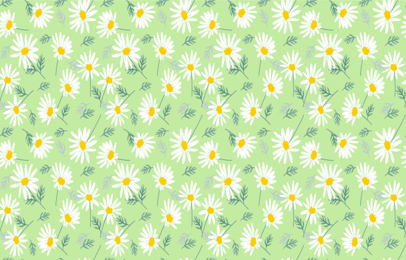 Vinyl tapijt bloemen en planten patroon met madeliefjes - TenStickers