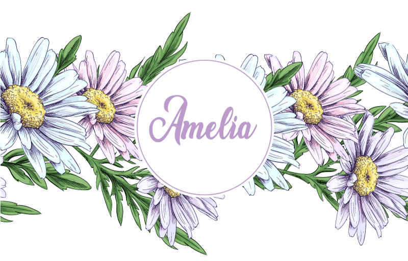 Vinyl tapijt bloemen en planten met naam van madeliefje - TenStickers