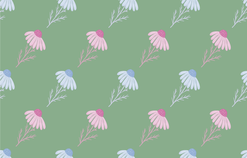 Vinyl tapijt bloemen en planten kamille madeliefje patroon - TenStickers