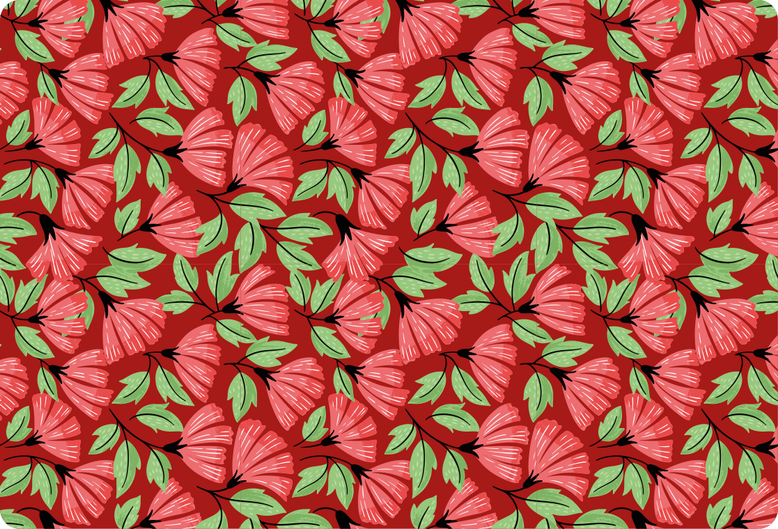 Vinyl tapijt bloemen en planten vintage rood patroon - TenStickers