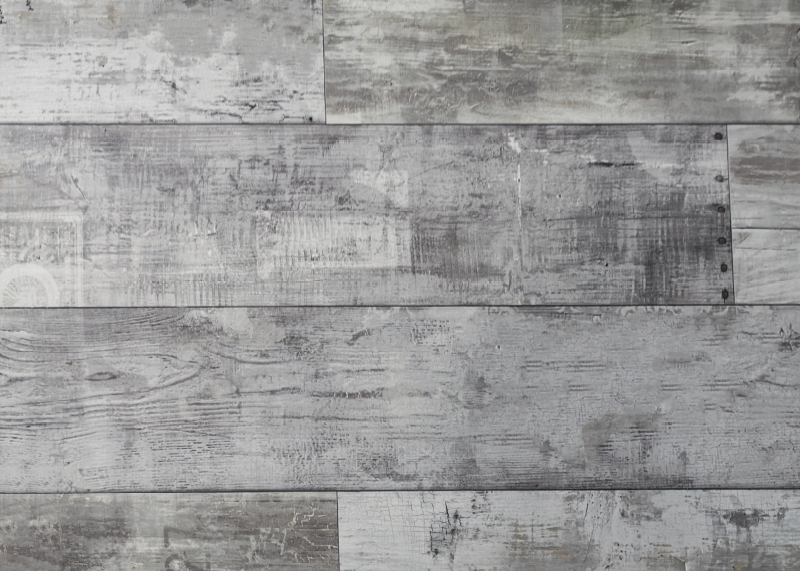 Vinyl tapijt eetkamer grijze houten planken - TenStickers