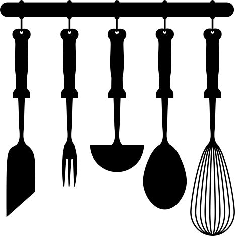 Vinyl tapijt keuken met hangende keukengerei - TenStickers