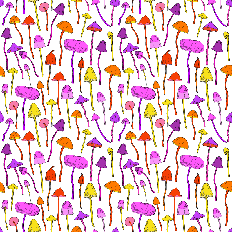 Vinyl tapijt eetkamer hallucinogene paddenstoelen patroon - TenStickers