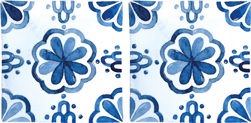 Vinyl tapijt eetkamer met bloemen cementtegels patronen - TenStickers