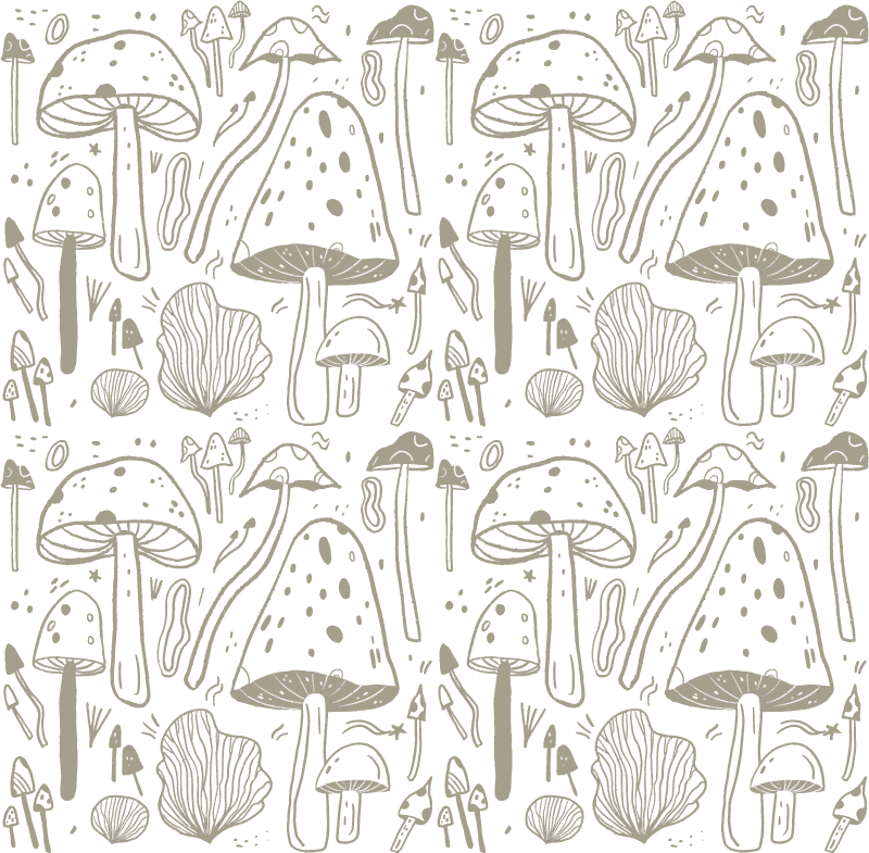 Vinyl tapijt eetkamer beige paddenstoelenpatroon - TenStickers