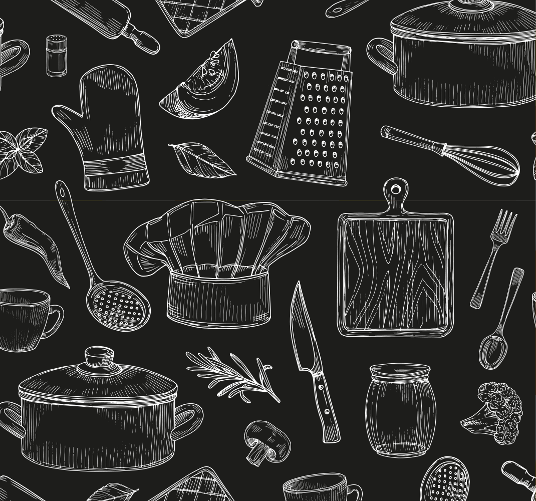 Vinyl tapijt keuken elegante bestekset - TenStickers