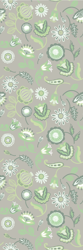 Vinyl tapijt keuken delicate groene bloemenpatroon - TenStickers