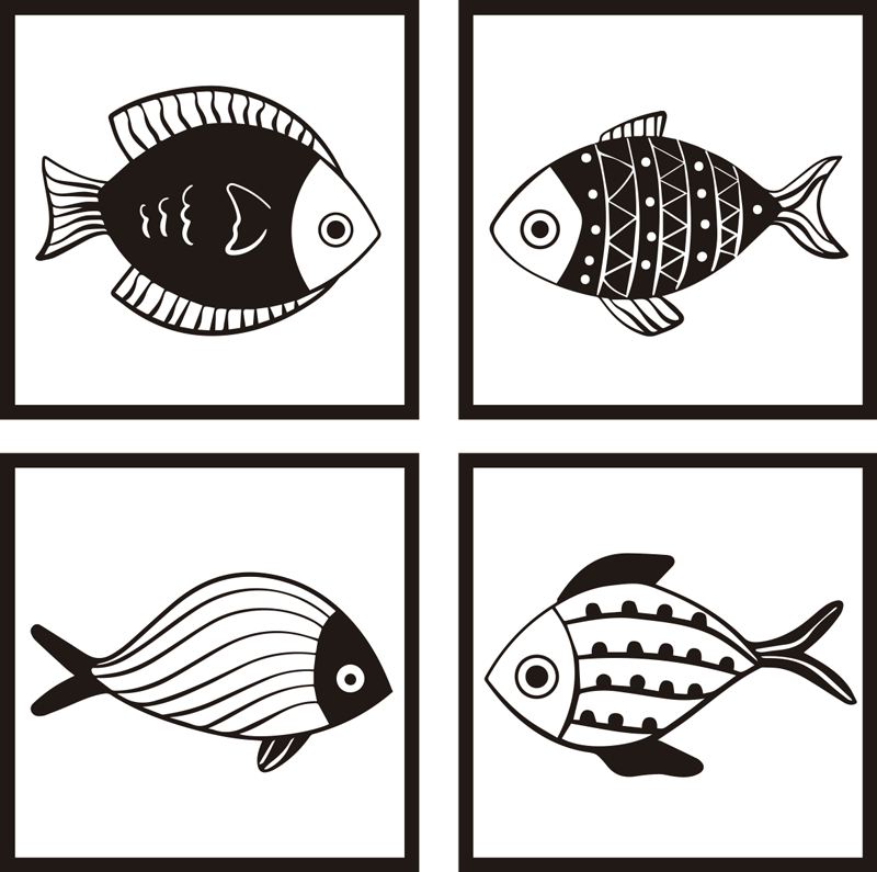 Vinyl tapijt badkamer met mooi vispatroon tegels - TenStickers