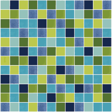 Vinyl tapijt badkamer blauwe en groene tegels - TenStickers
