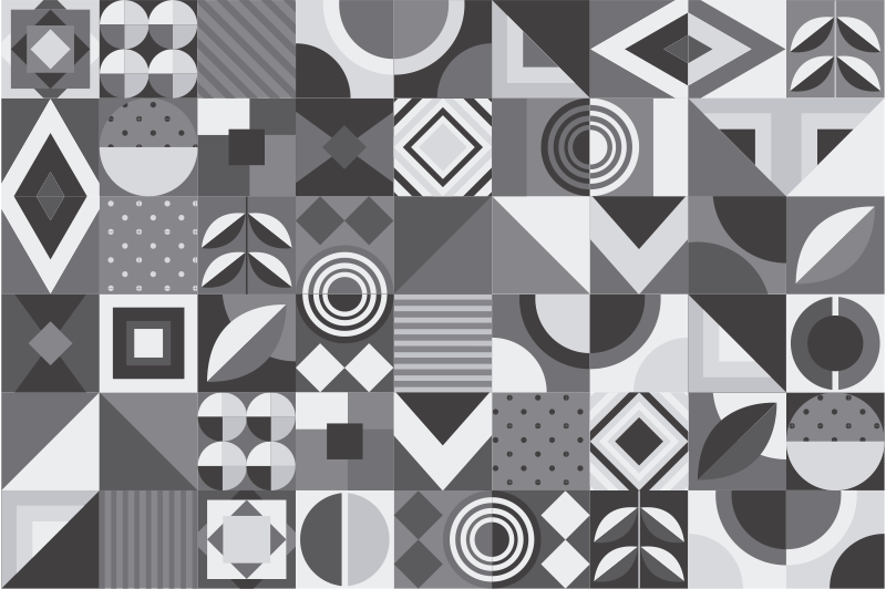 Vinyl tapijt badkamer grijze geometrische tegels - TenStickers
