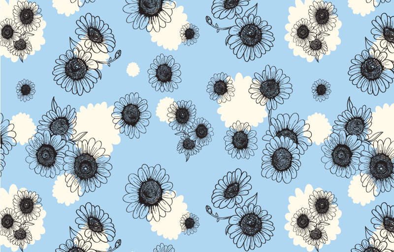 Vinyl tapijt bloemen en planten madeliefjes modern patroon - TenStickers