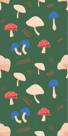 Vinyl tapijt bloemen en planten rode en witte paddenstoelen - TenStickers
