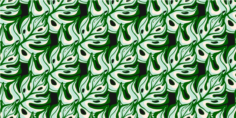 Vinyl tapijt bloemen en planten zwartgroen flora patroon - TenStickers