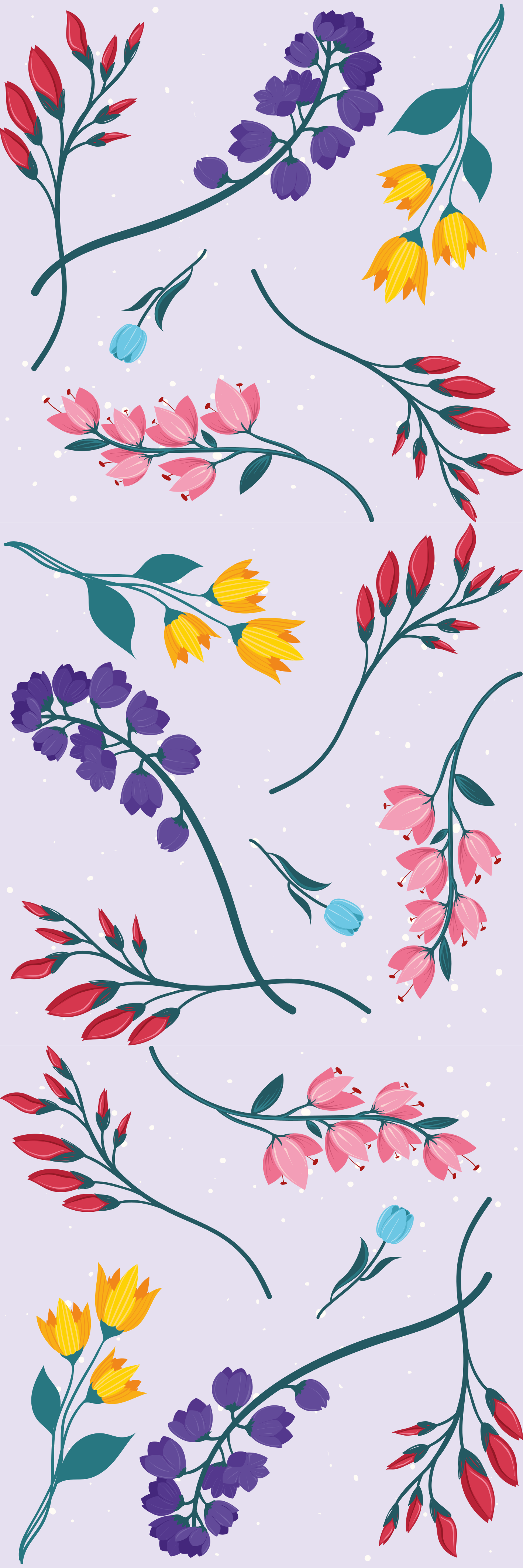 Vinyl tapijt bloemen en planten tuin minimalistische bloemen - TenStickers