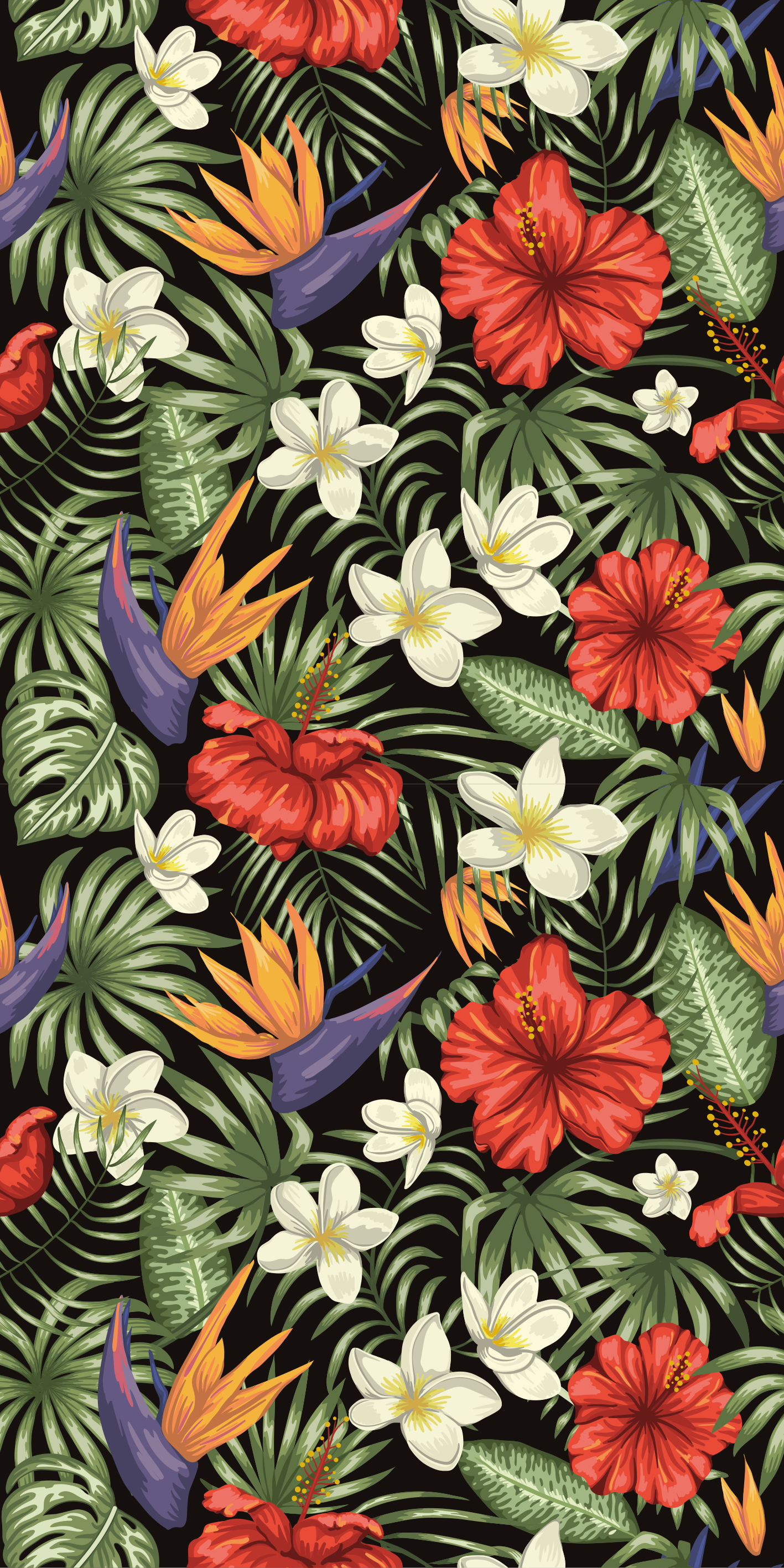 Vinyl tapijt bloemen en planten tropisch jungle patroon - TenStickers