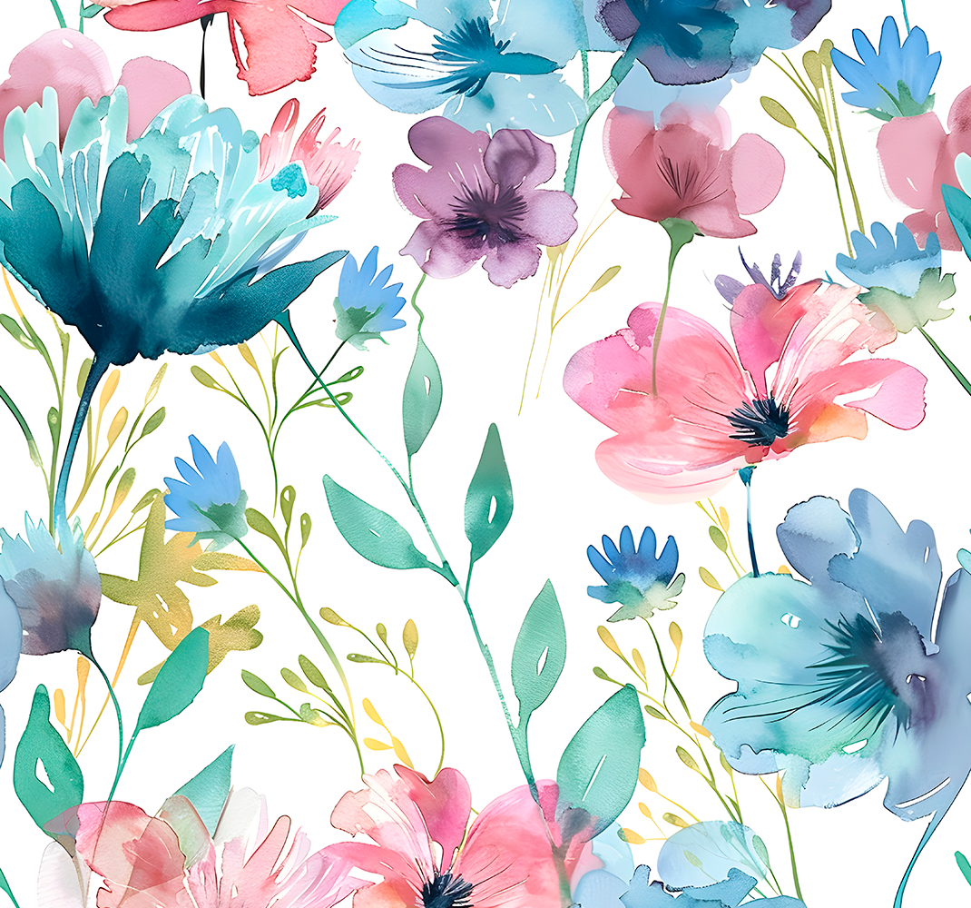 Vinyl tapijt bloemen en planten wilde bloemen in de zomer - TenStickers