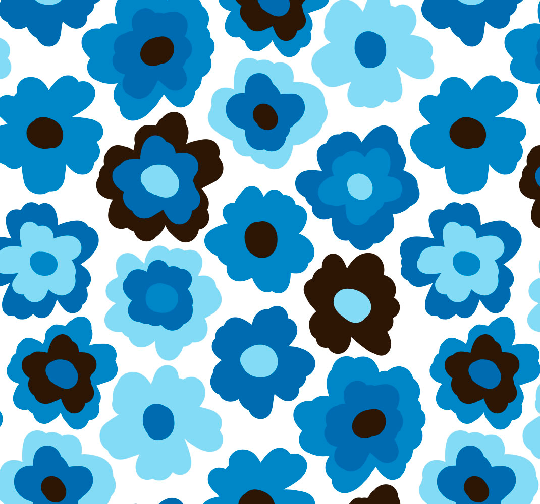 Vinyl tapijt bloemen en planten blauwe klaproos - TenStickers