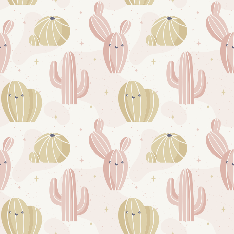 Vinyl tapijt bloemen en planten schattig cactuspatroon - TenStickers