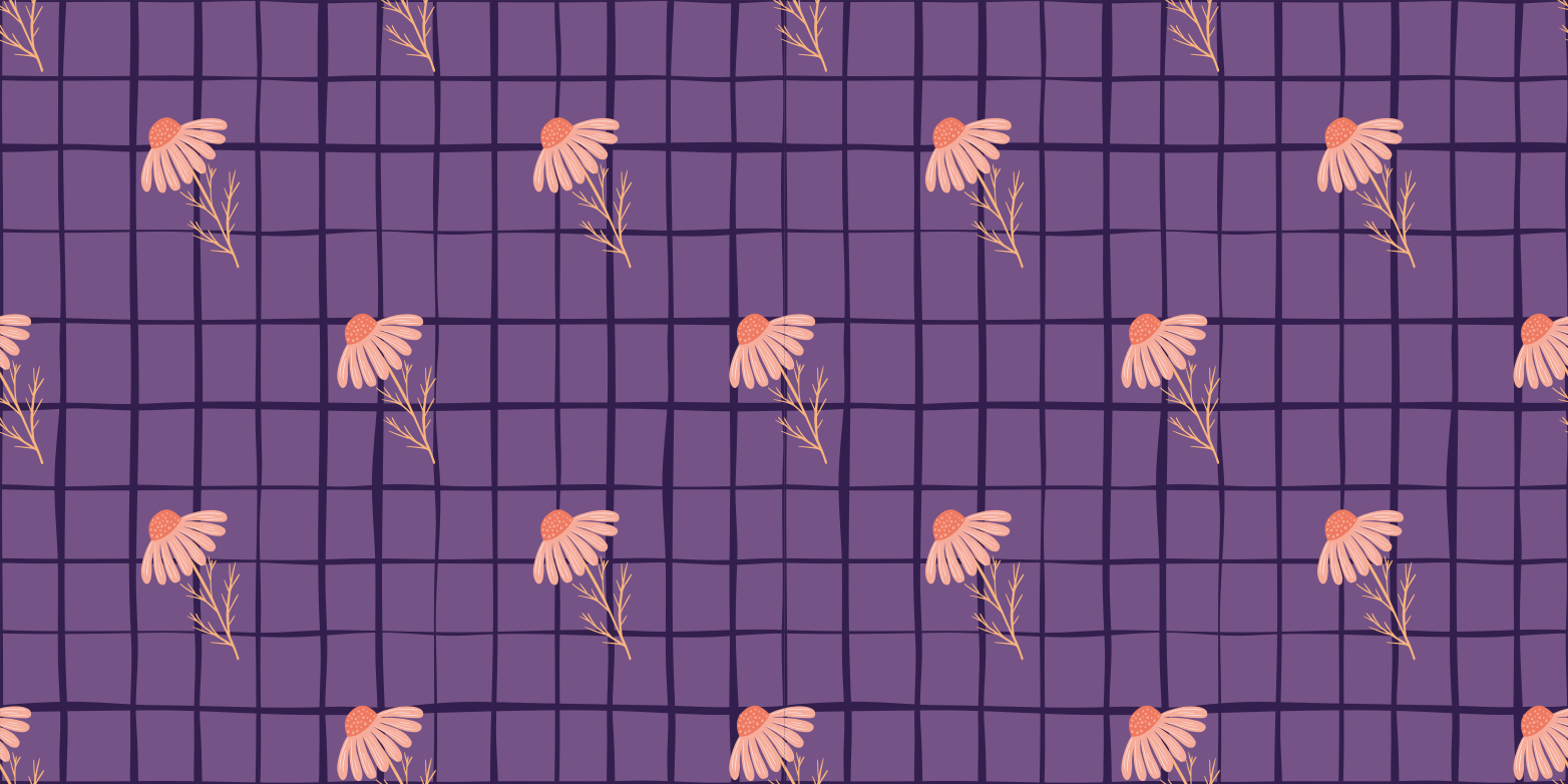 Vinyl tapijt bloemen en planten paarse bloemenmotief - TenStickers