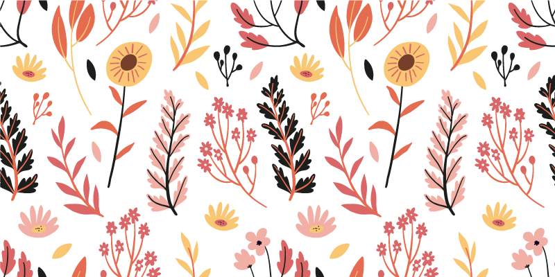 Vinyl tapijt bloemen en planten met bloemmotief decor - TenStickers