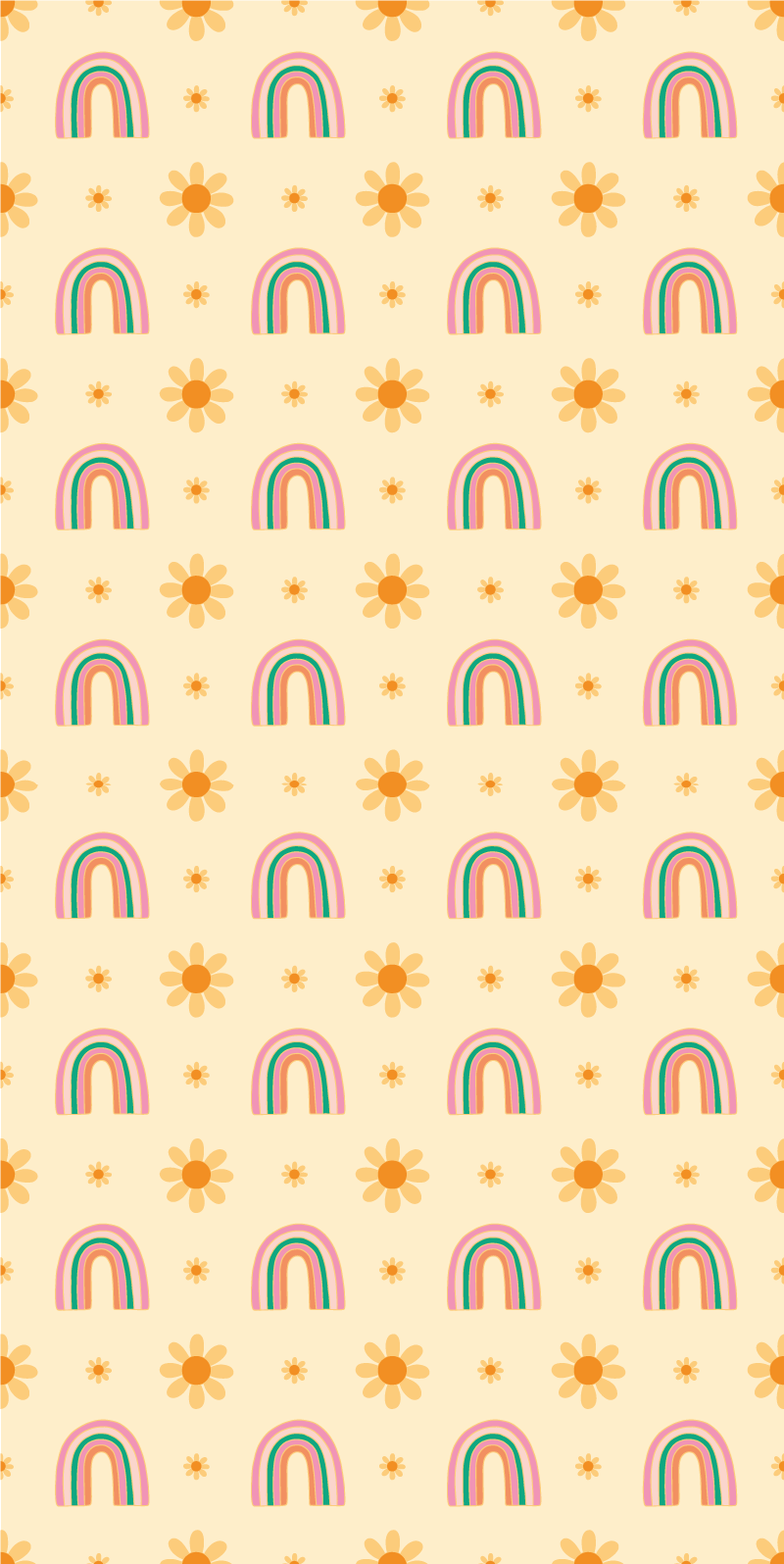 Vinyl tapijt slaapkamer bloemen en regenbogen - TenStickers