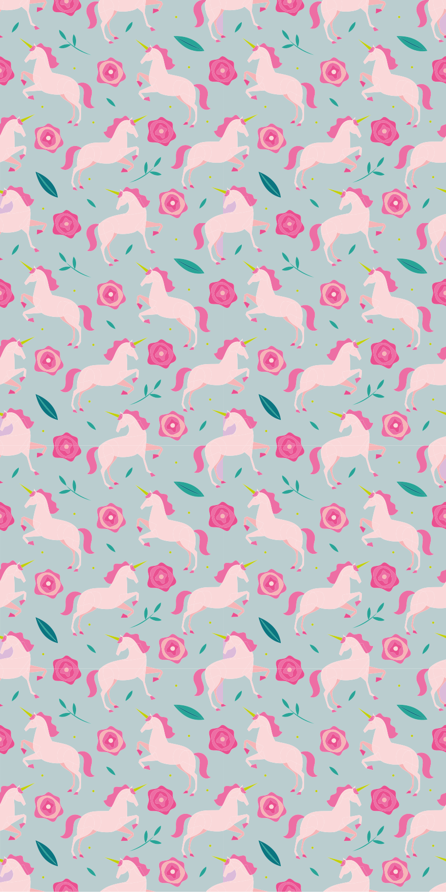 Vinyl tapijt tiener bloemen eenhoorn patroon - TenStickers
