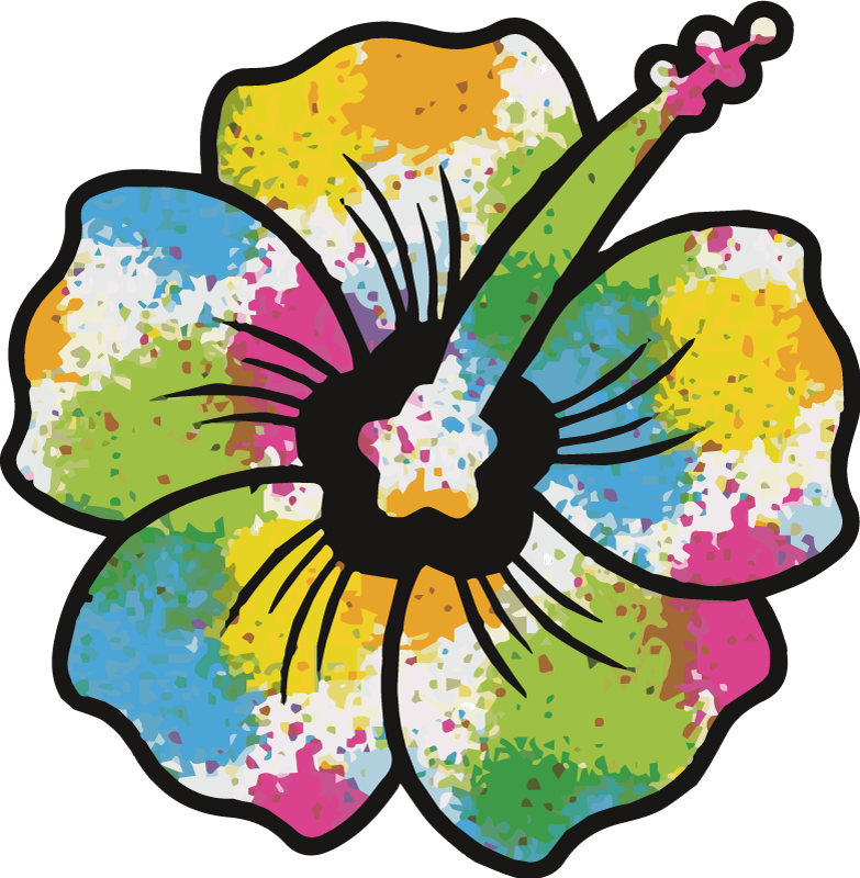 Vinyl tapijt slaapkamer kleurige hibiscusbloem - TenStickers