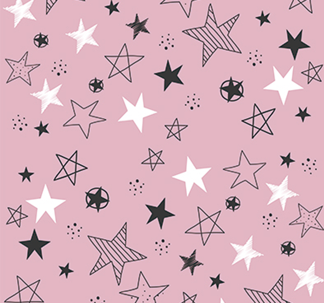 Vinyl tapijt sterren roze en zwart patroon - TenStickers