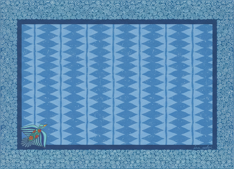 Vinyl tapijt woonkamer blauw vogelpatroon - TenStickers