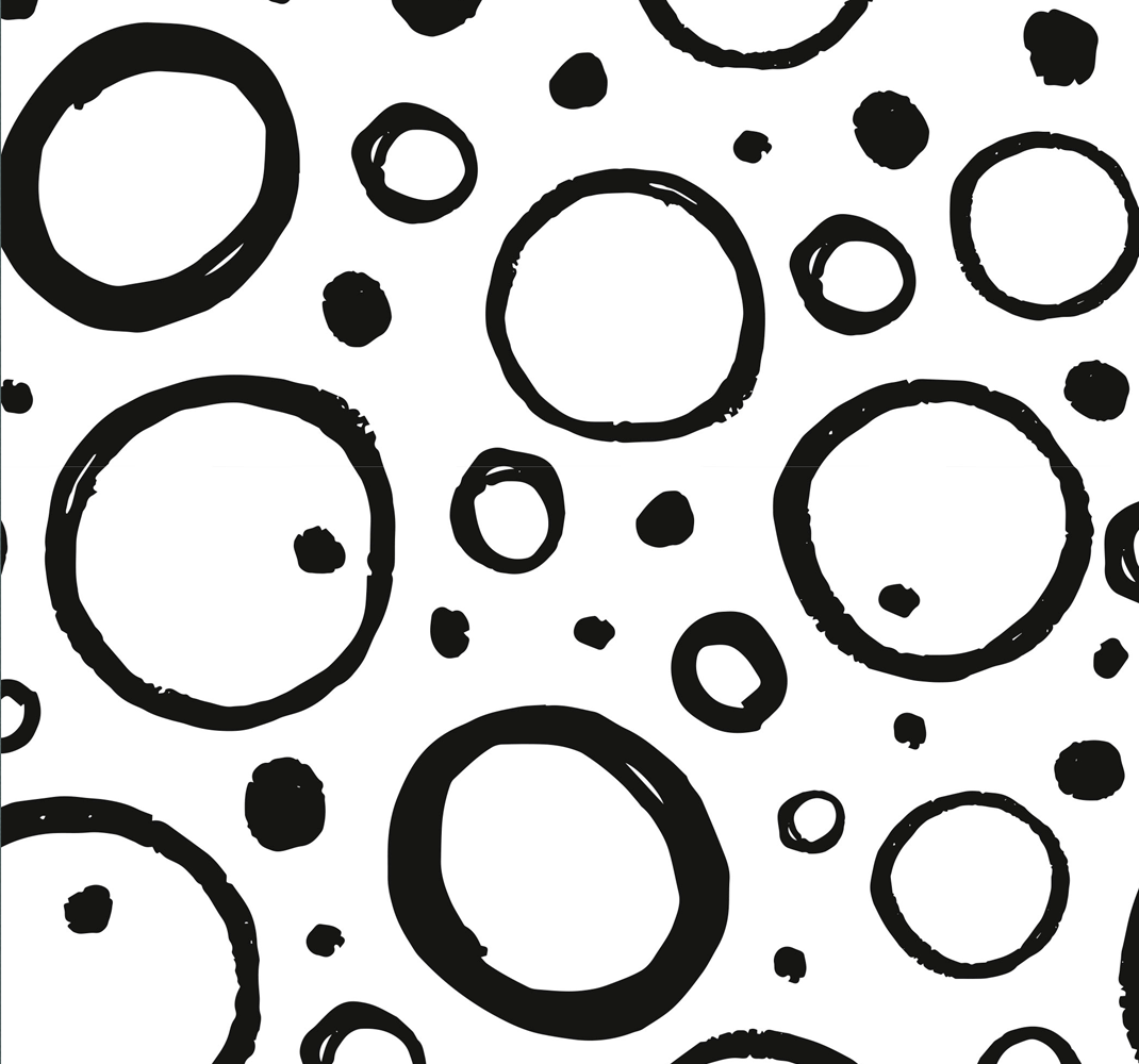 Vinyl tapijt geometrisch rond ontwerp zwart wit - TenStickers