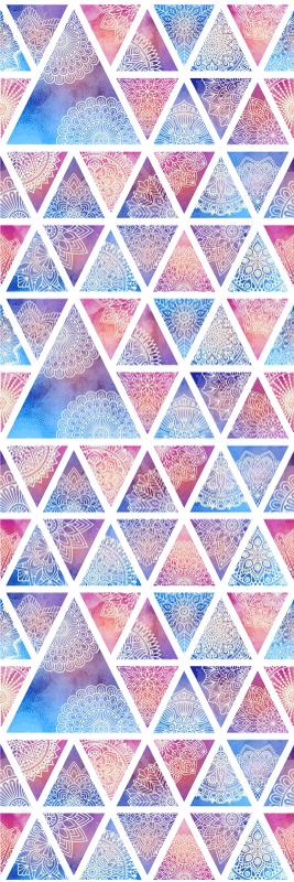 Vinyl tapijt geometrisch etnische bloemen driehoeken - TenStickers