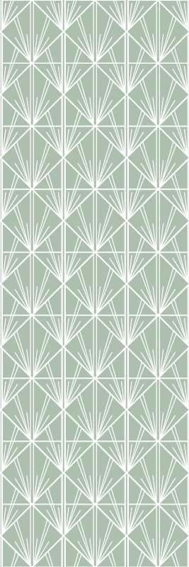 Vinyl tapijt geometrisch moderne kunst groen en wit patroon - TenStickers