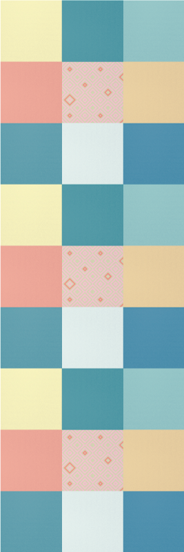 Vinyl tapijt geometrisch patchwork kleurrijk retro patroon - TenStickers