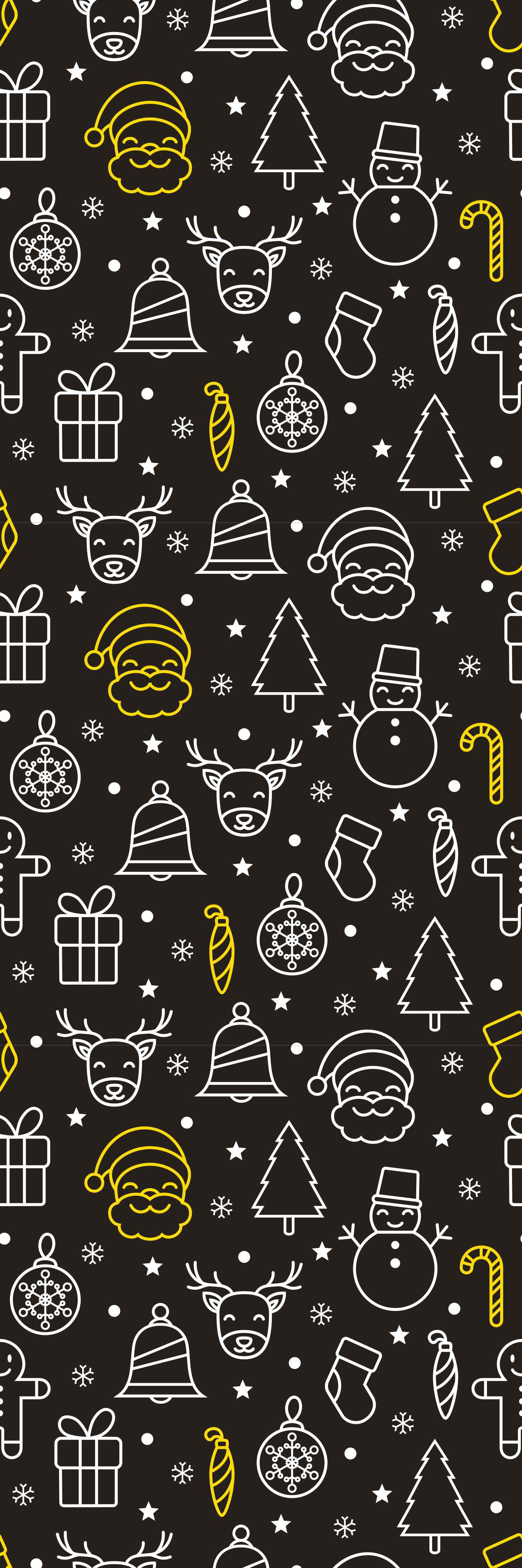 Vinyl tapijt kerstmis wit en geel kerstpatroon zwart - TenStickers
