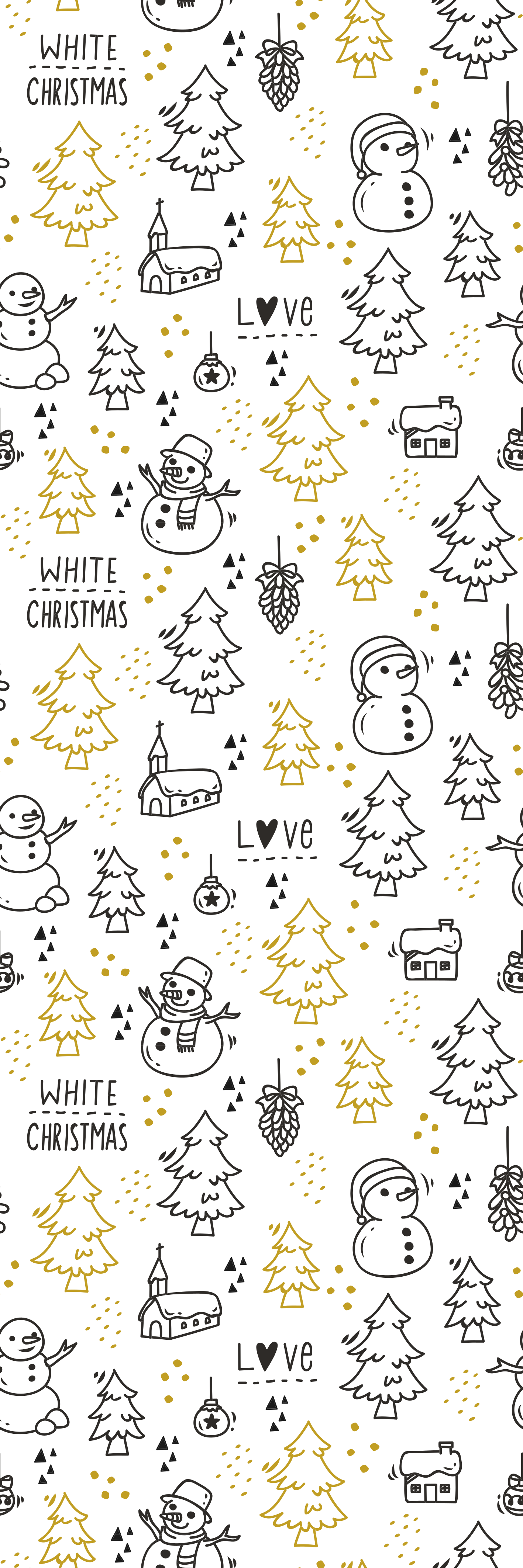 Vinyl tapijt kerstmis zwart en gouden doodle patroon - TenStickers