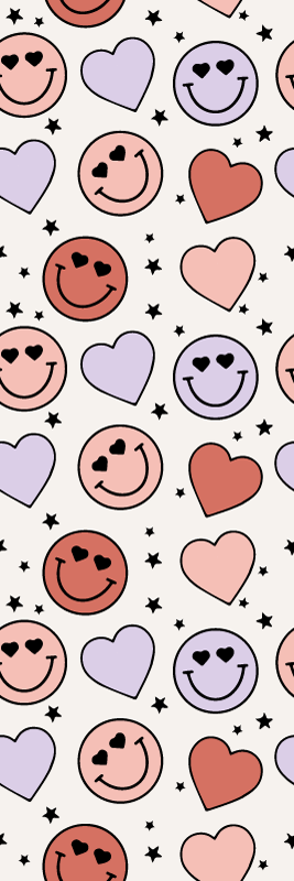 Vinyl tapijt slaapkamer met liefde en hartjes smileys - TenStickers