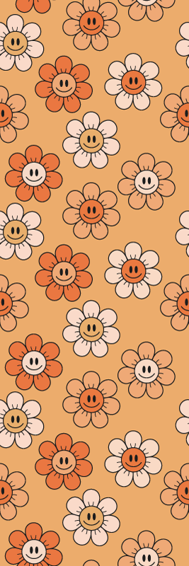 Vinyl tapijt slaapkamer oranje tinten lachende gezichten - TenStickers