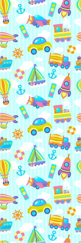 Vinyl tapijt slaapkamer schattig ontwerp van auto's - TenStickers