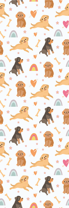 Vinyl tapijt slaapkamer schattige hond en regenboog patroon - TenStickers
