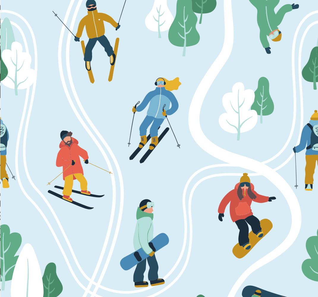 Vinyl tapijt slaapkamer blauw ski ontwerp - TenStickers