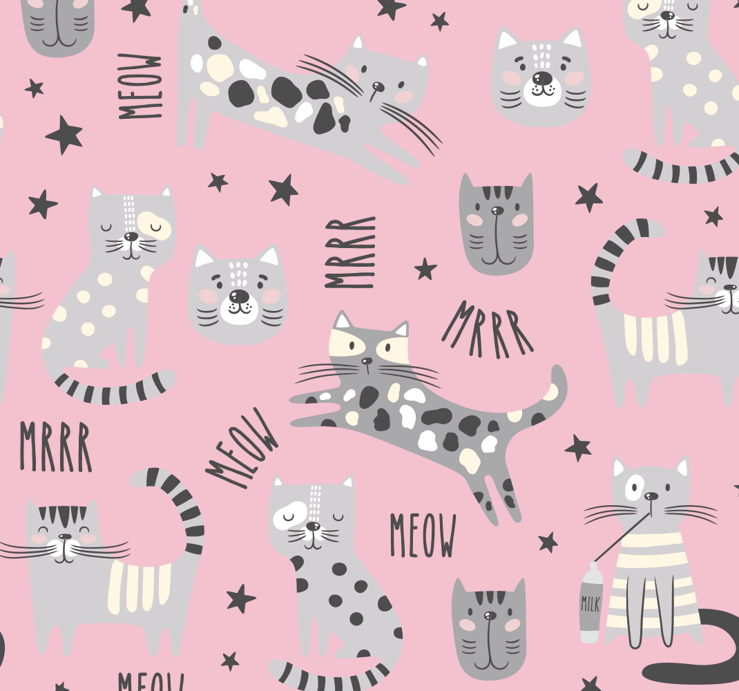 Vinyl tapijt slaapkamer stijlvolle katten - TenStickers