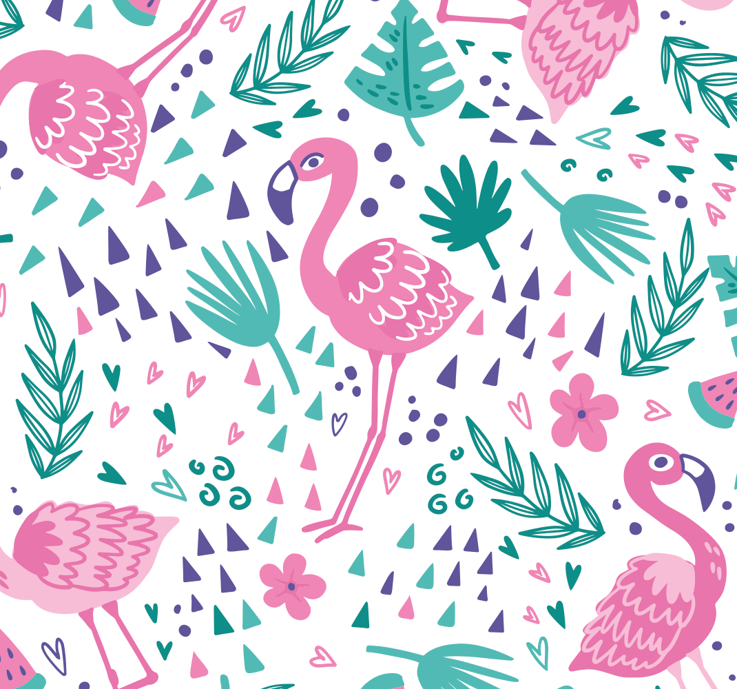 Vinyl tapijt slaapkamer met flamingo patroon - TenStickers